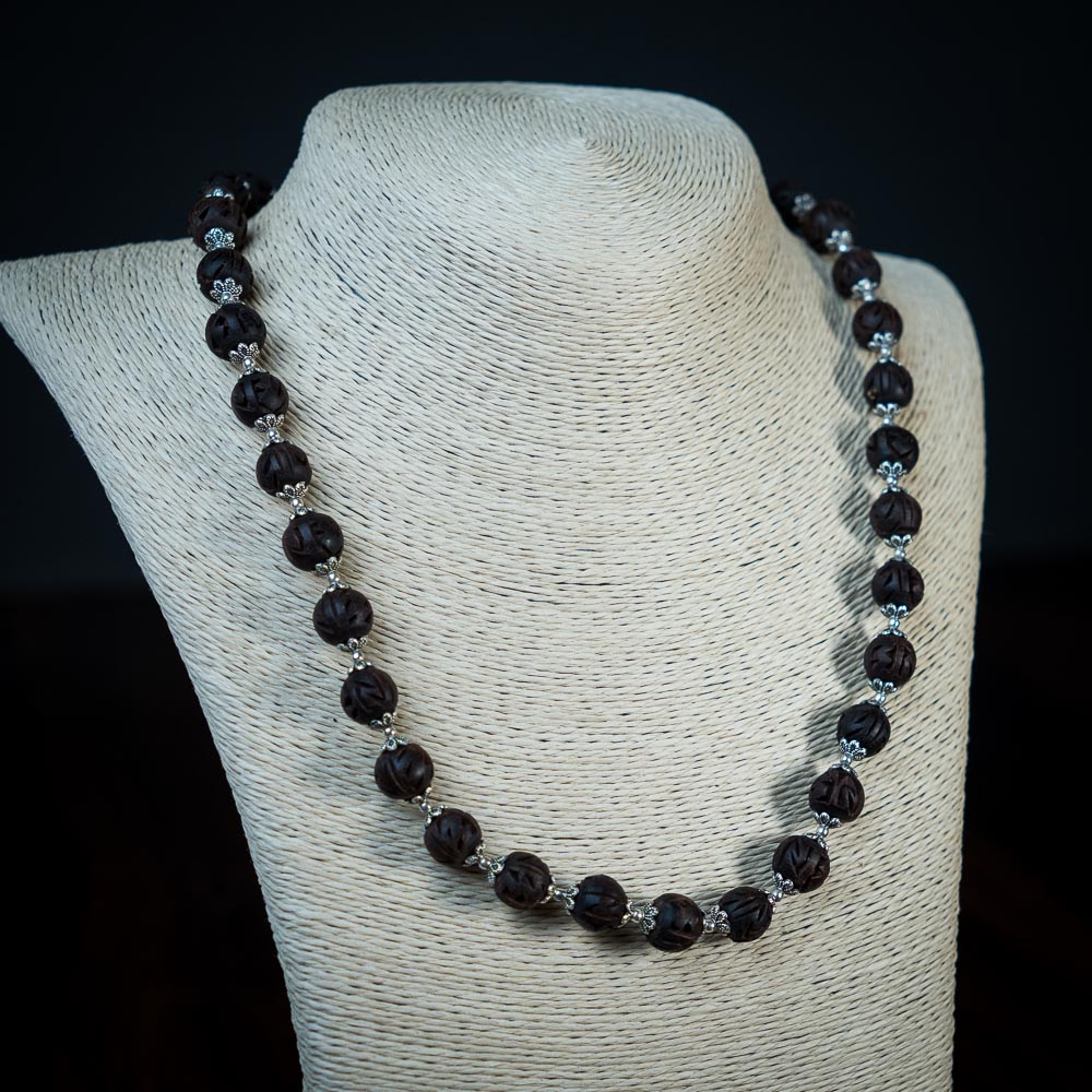 Tulsi Kunti Mala Round Carved #38