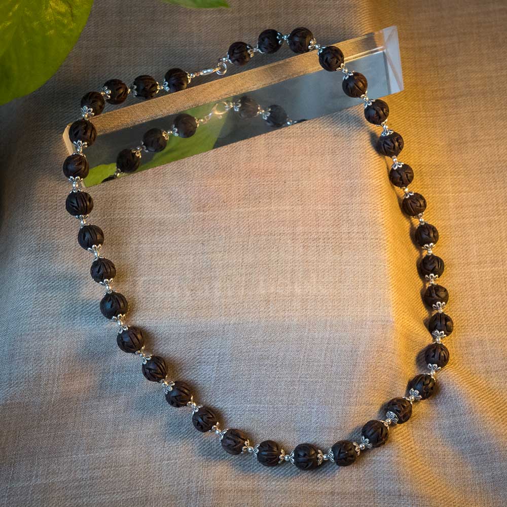Tulsi Kunti Mala Round Carved #38