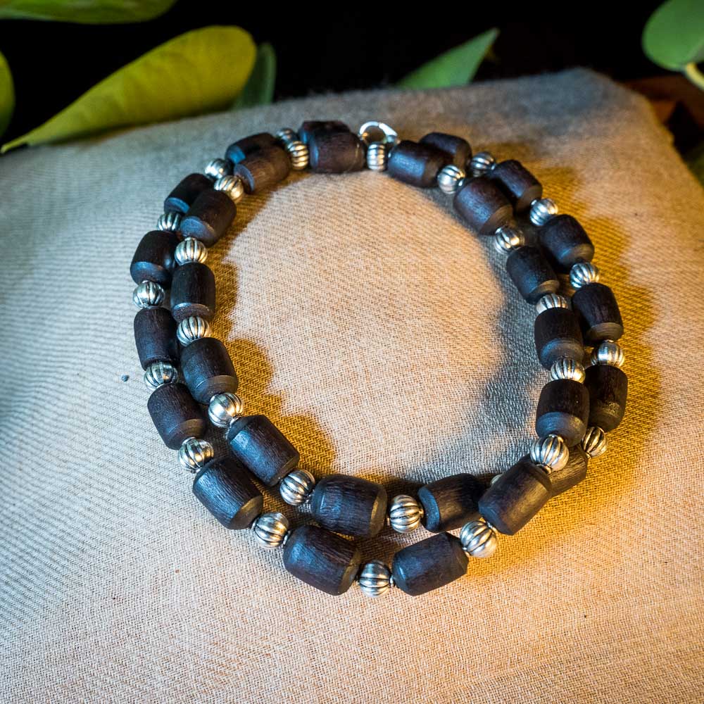 Tulsi Kunti Mala Round Carved #49