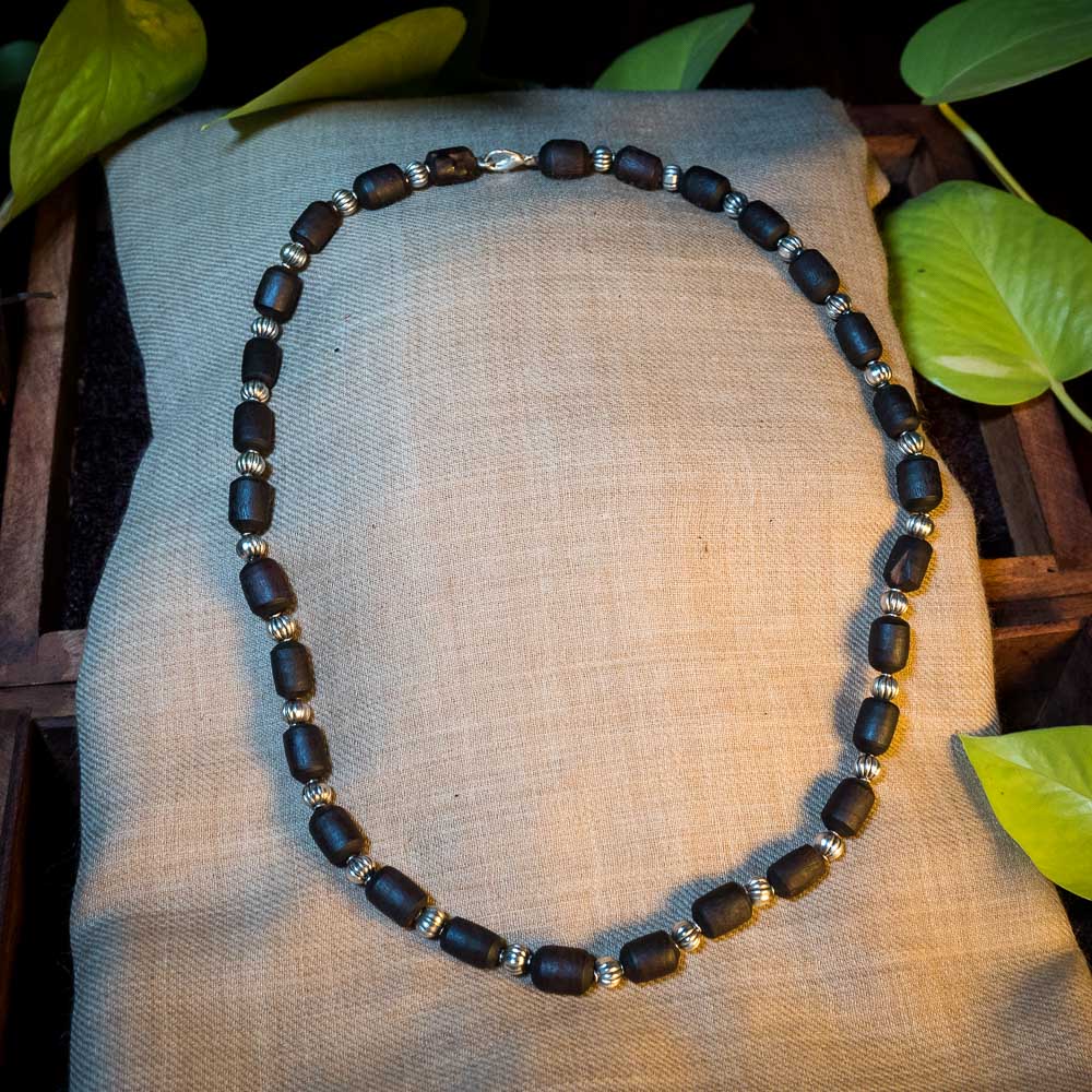 Tulsi Kunti Mala Round Carved #49