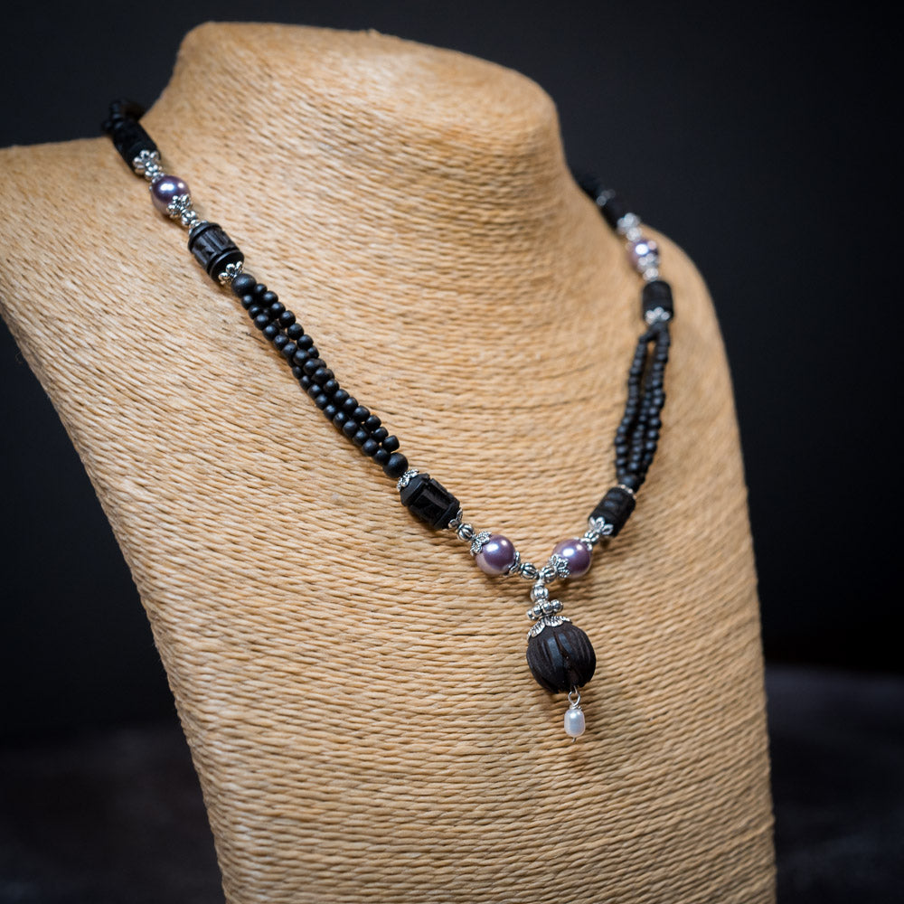 Tulsi Kunti Mala Black Purple Stone #71