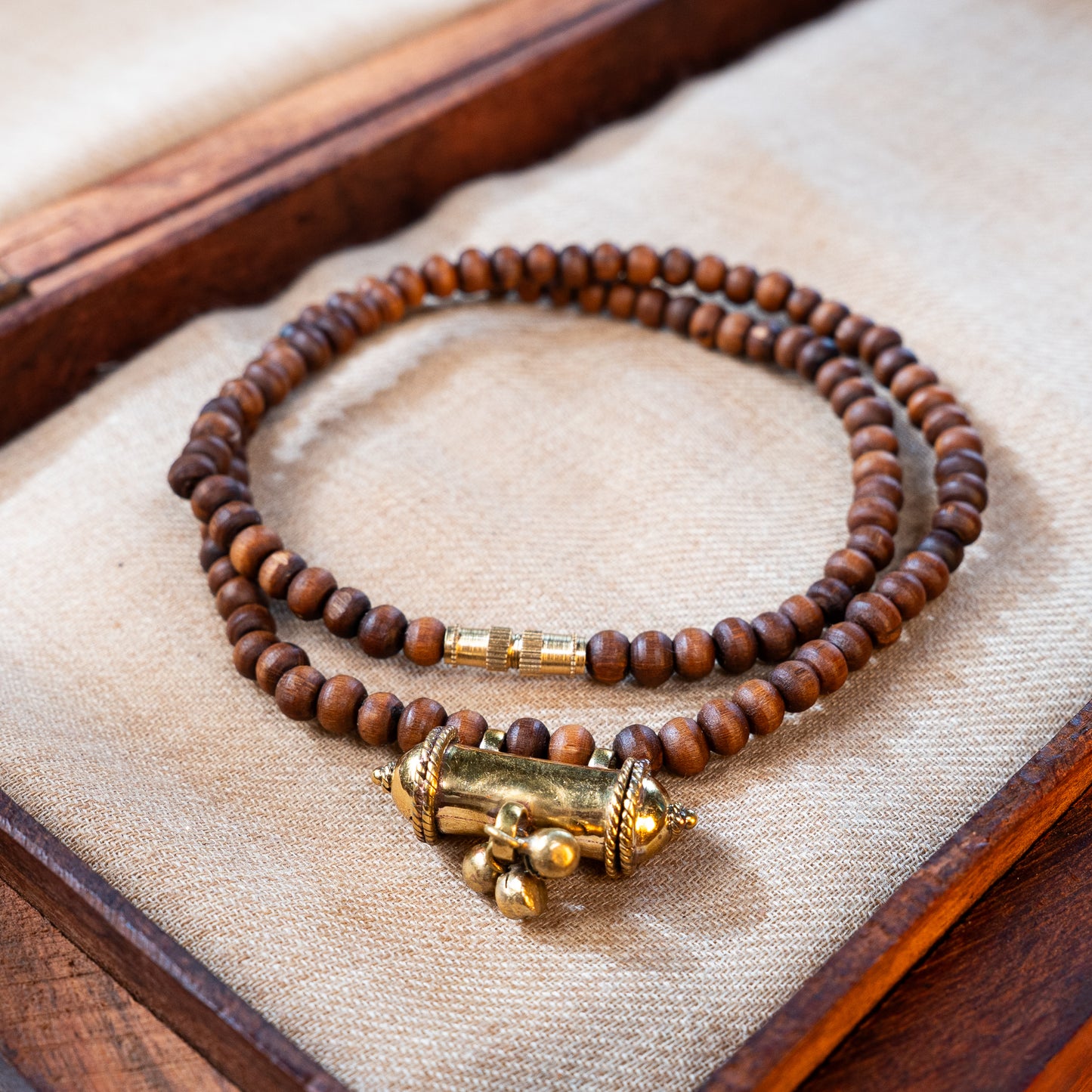Kavacha with Brown Tulsi Kunti Mala Panchaloha Pendant #98 / #99