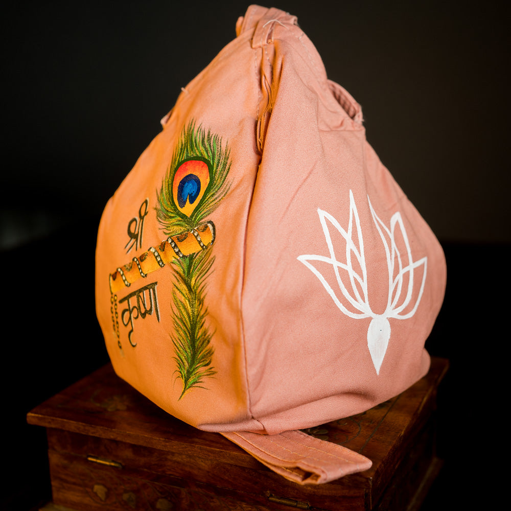 Handpainted Beadbag - Krishna´s Flute Cream