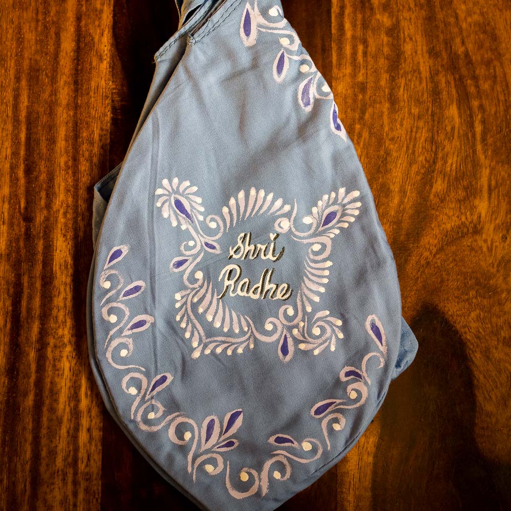 Handpainted Beadbag - Shri Radhe Blue