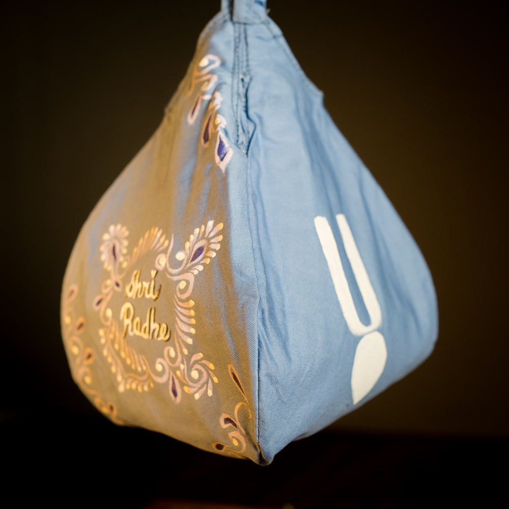 Handpainted Beadbag - Shri Radhe Blue