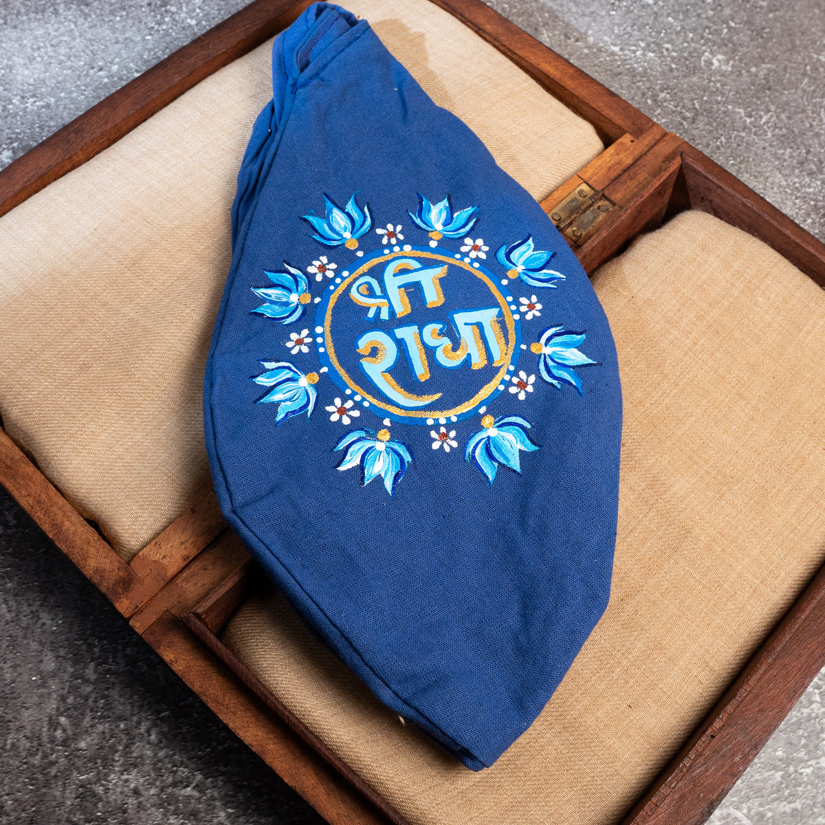 Hand-Painted Japa Mala Beadbag - Blue Lotus