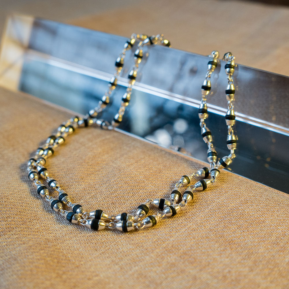 Silver Tulsi Kunti Mala 18Inch #52