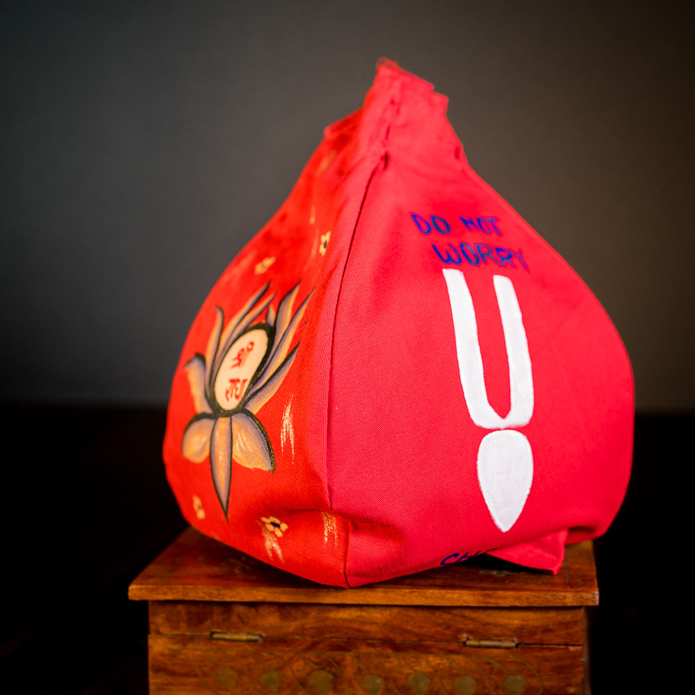 Handpainted Beadbag - Lotus Shri Radhe