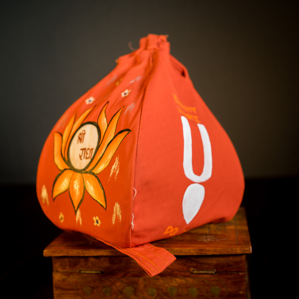 Handpainted Beadbag - Lotus Orange