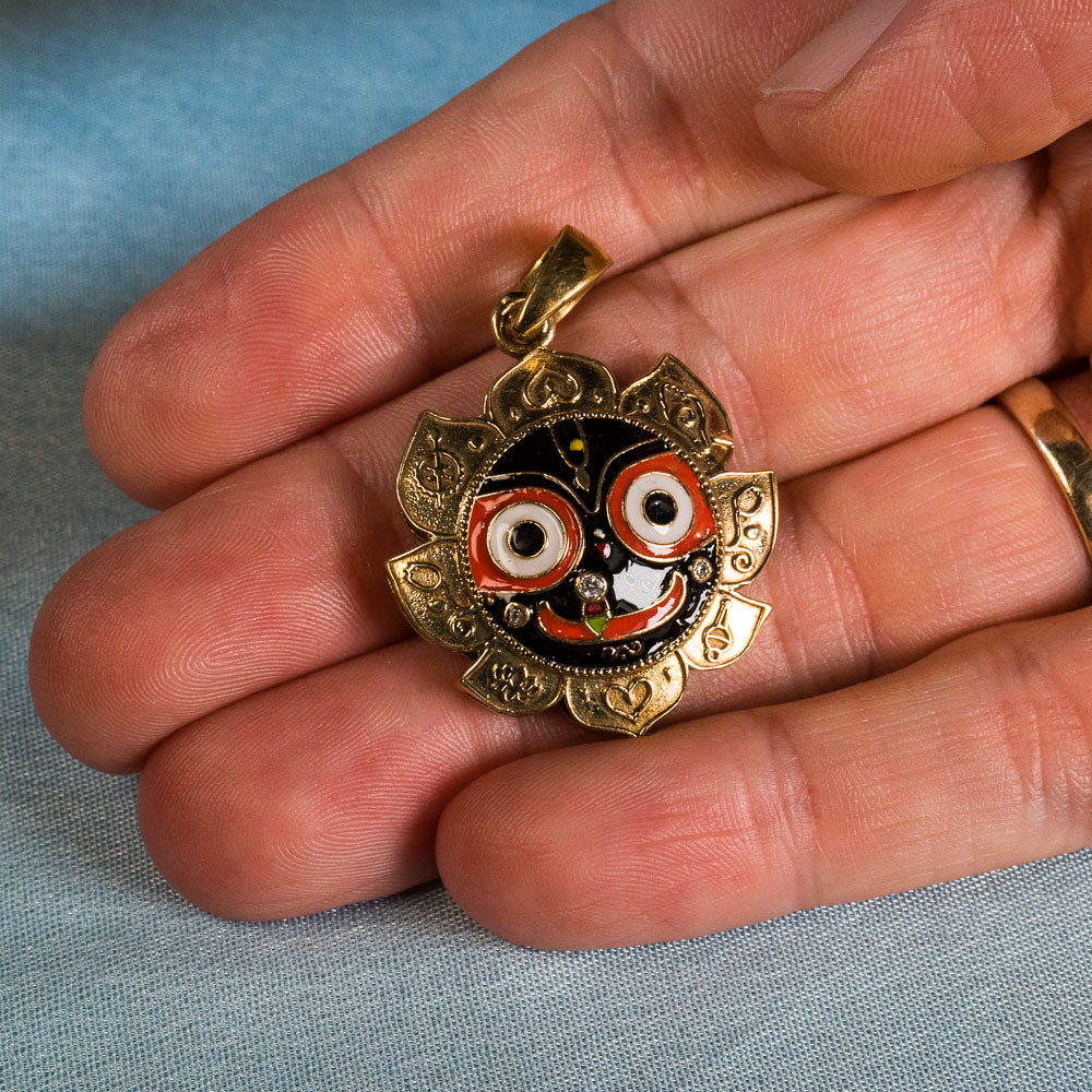 Painted Jagannath Pendant - Panchaloha