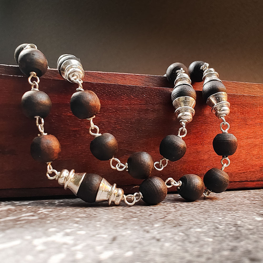 Silver Tulsi Kunti Mala Shiny Kailash #S120