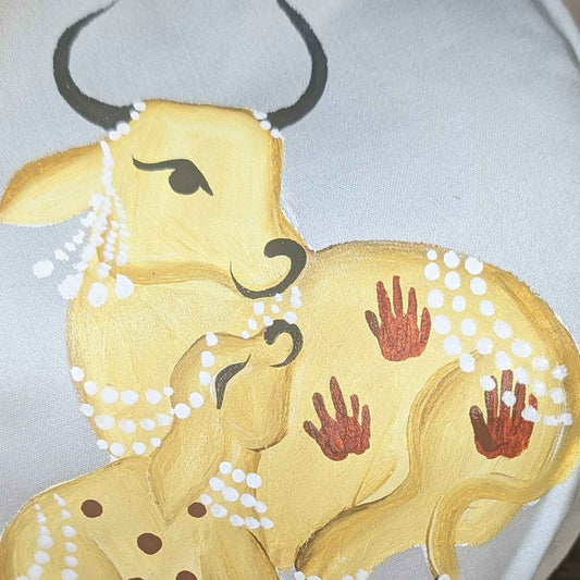 Hand-painted Beadbag - Cow and Calf