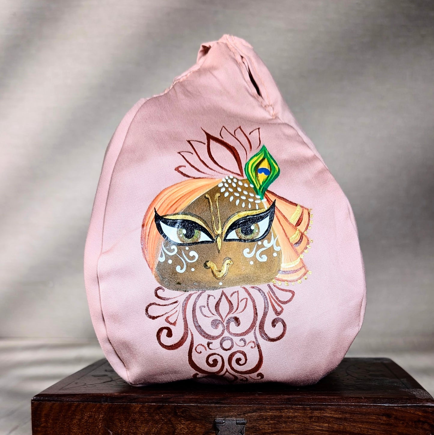 Hand-painted Beadbag - Giridhari Lotus pink
