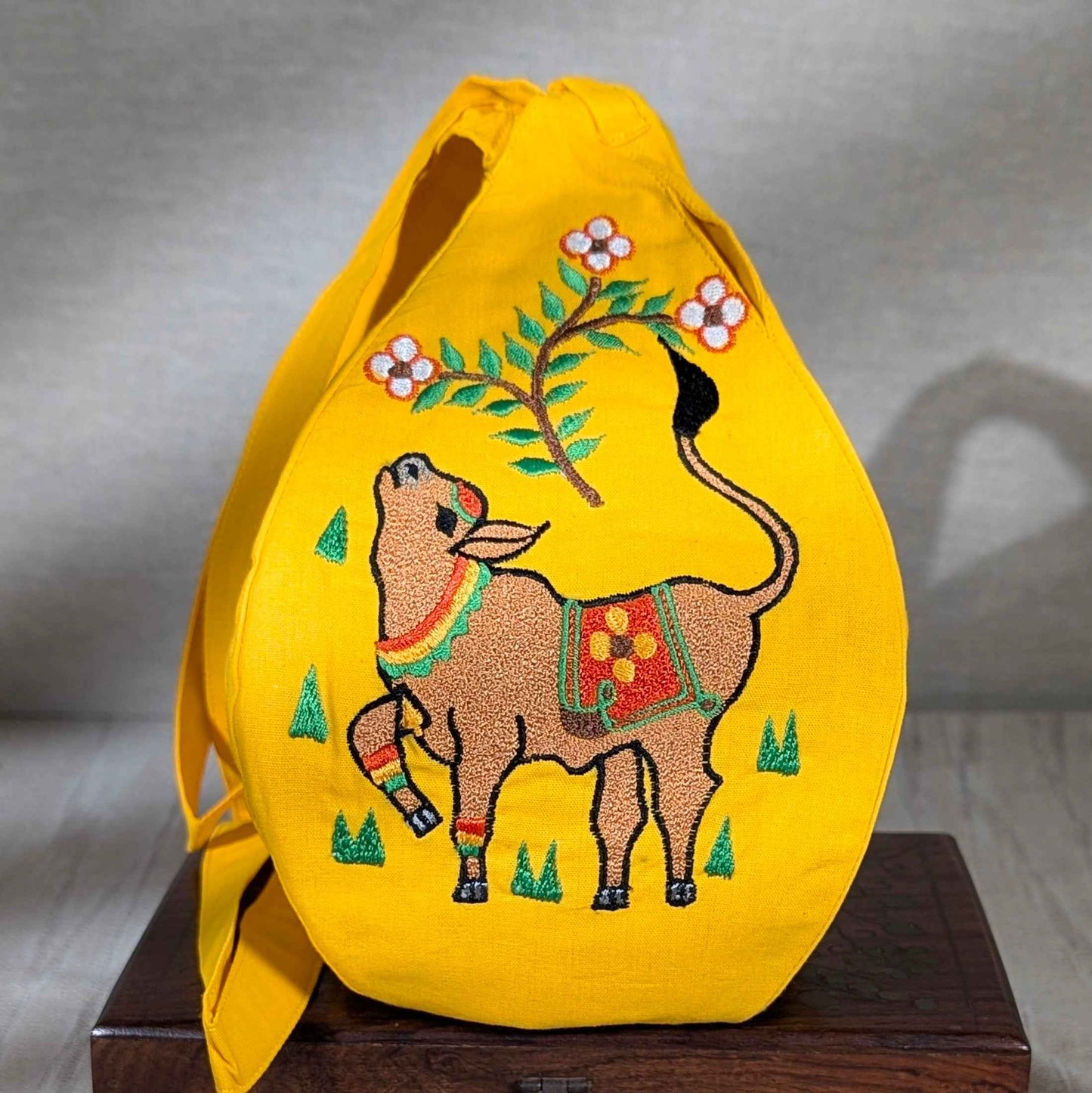 Cow Beadbag Yellow embroidered