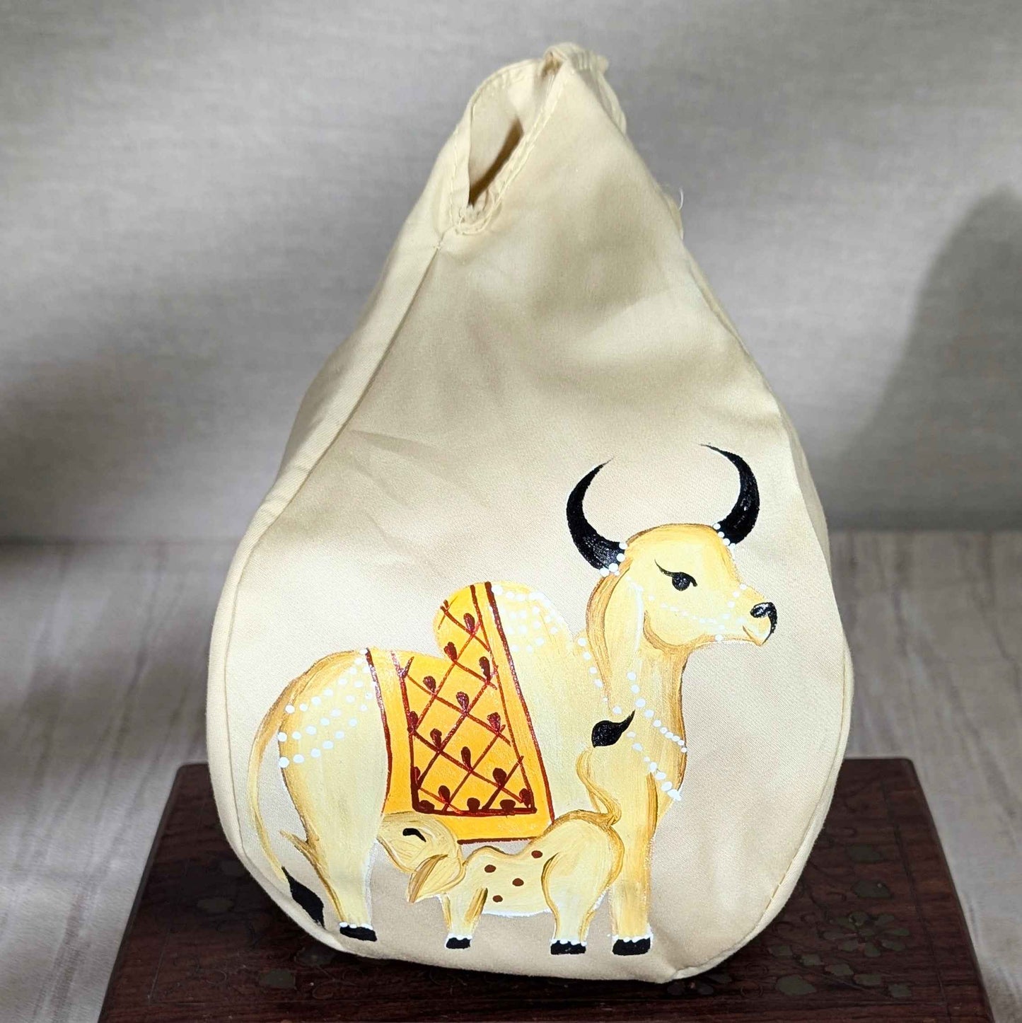Hand-painted Beadbag - Cows in Beige