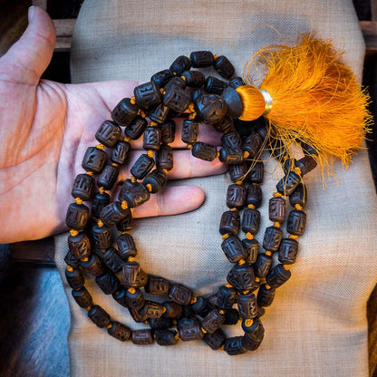 Radha Hand Carved Mala Dark-Orange #08