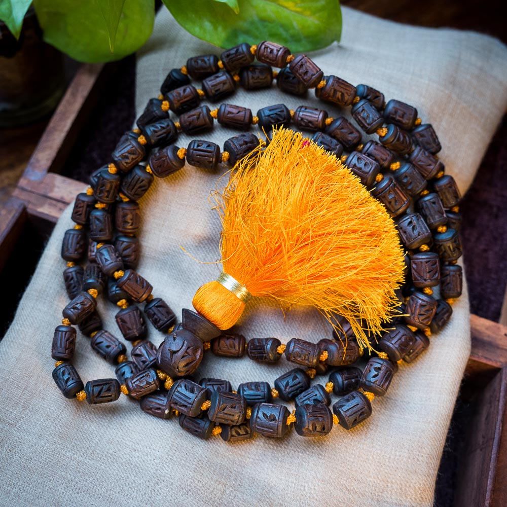 Radha Hand Carved Mala Dark-Orange #08