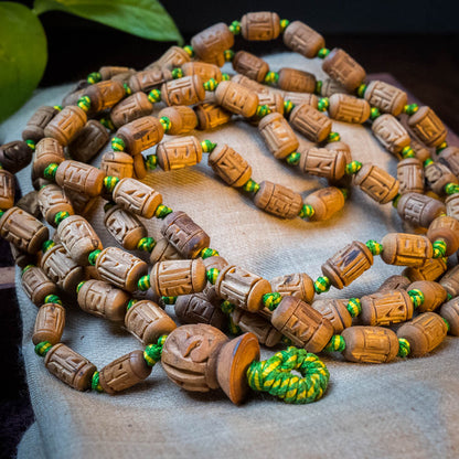 Radha Hand Carved Mala Light Yellow - Green #10