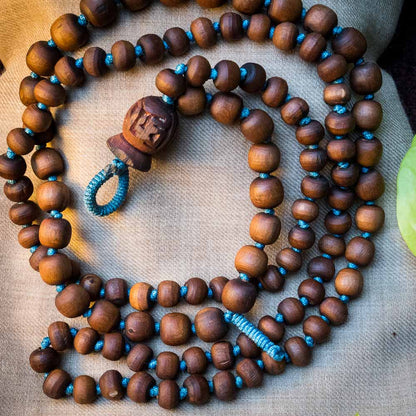 Japa Mala Smooth Blue Radha Hand Carved #11