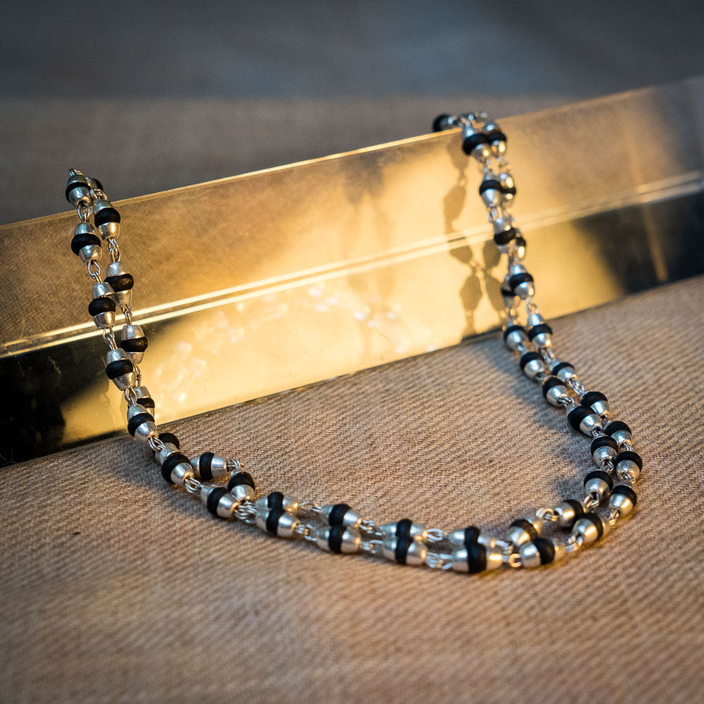 Silver Tulsi Kunti Mala 24Inch #51 - I Love Mayapur