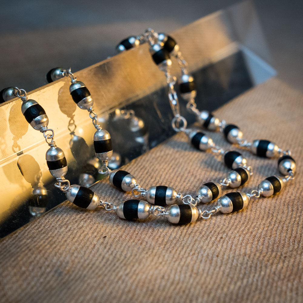Silver Tulsi Kunti Mala 18Inch #52