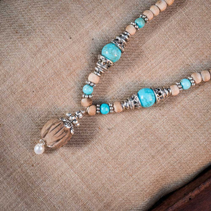 Tulsi Kunti Mala Lotus with Blue Amazonite Stone #67