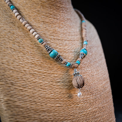 Tulsi Kunti Mala Lotus with Blue Amazonite Stone #67
