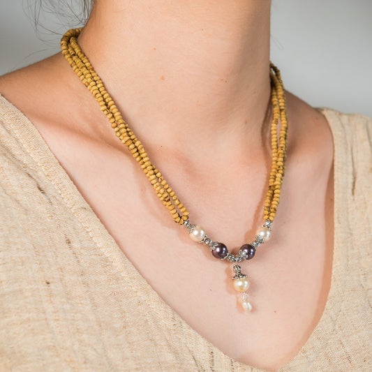 Tulsi Kunti Mala Lotus With blue Amazonite Stone #68
