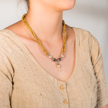 Tulsi Kunti Mala Lotus With blue Amazonite Stone #68