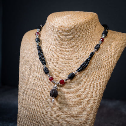 Tulsi Kunti Mala Black Red Stone  #70