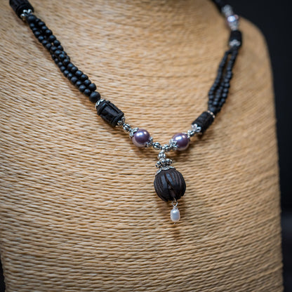 Tulsi Kunti Mala Black Purple Stone  #71