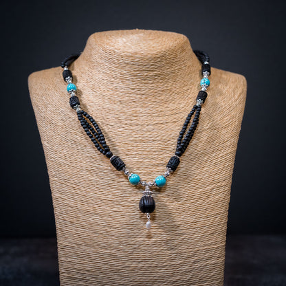 Tulsi Kunti Mala Black Turquoise Stone  #72