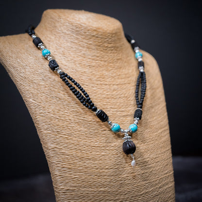 Tulsi Kunti Mala Black Turquoise Stone  #72