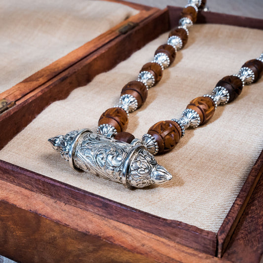 Maha Kavacha Tulsi Kunti Mala with Barrel Brown Radhe Beads #83