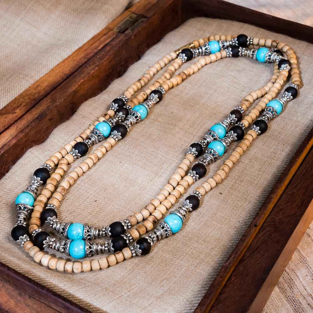 Tulsi Kunti Mala with Turquoise stone bead #92