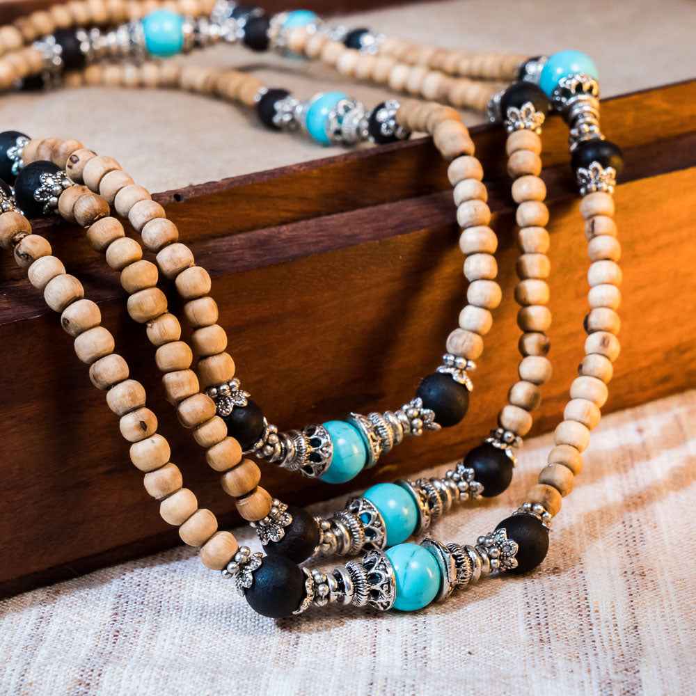 Tulsi Kunti Mala with Turquoise stone bead #92