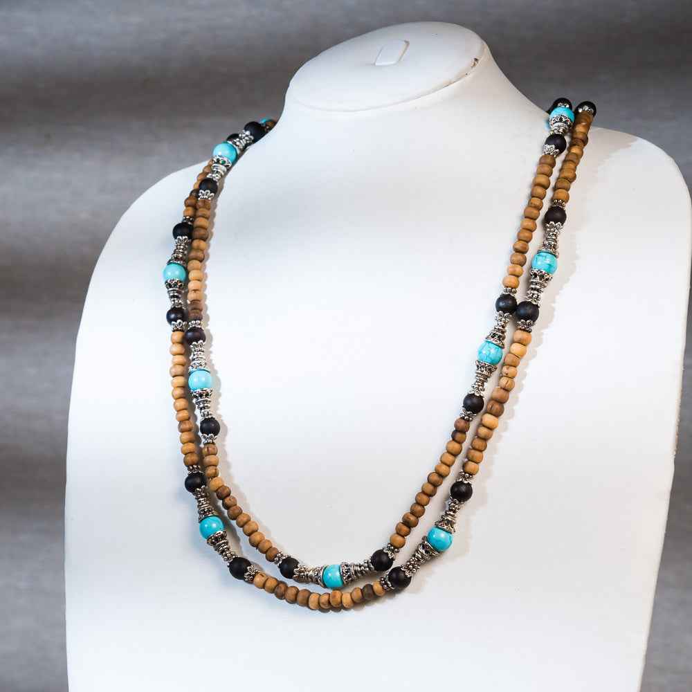 Tulsi Kunti Mala with Turquoise stone bead #92