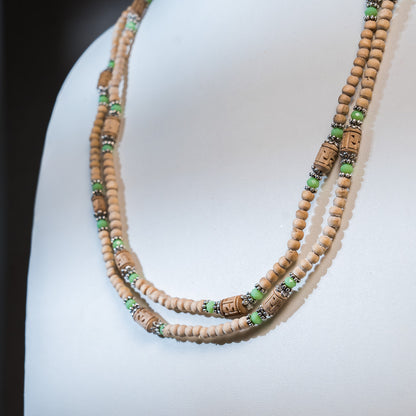 Tulsi Kunti Mala Carving with green Stone#94
