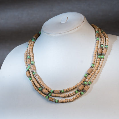 Tulsi Kunti Mala Carving with green Stone#94