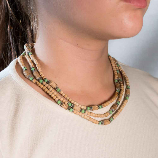 Tulsi Kunti Mala Carving with green Stone#94