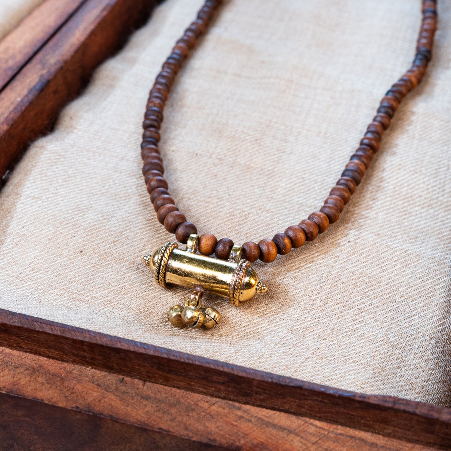 Kavacha with Brown Tulsi Kunti Mala Panchaloha Pendant #98 / #99