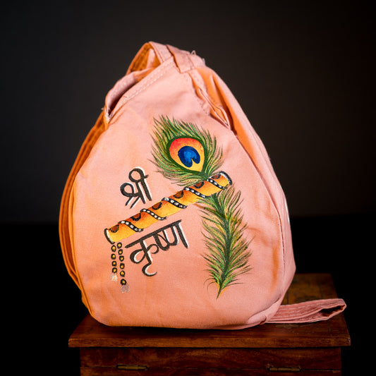 Handpainted Beadbag - Krishna´s Flute Cream