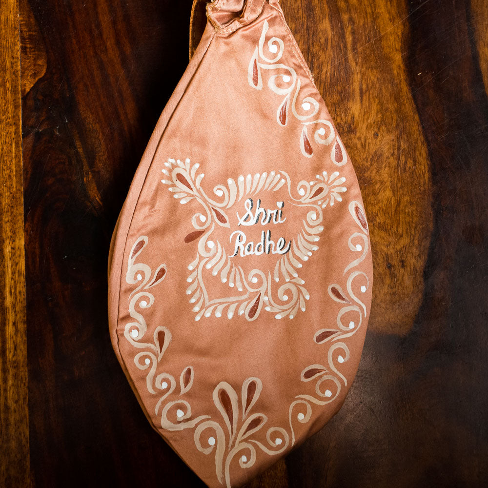 Handpainted Beadbag - Shri Radhe Blue Copper