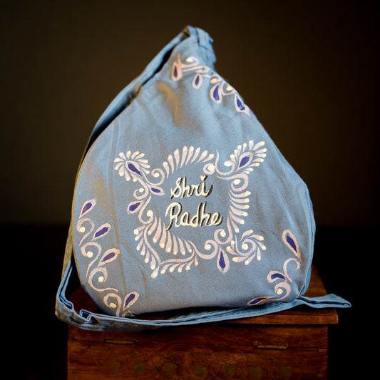 Handpainted Beadbag - Shri Radhe Blue