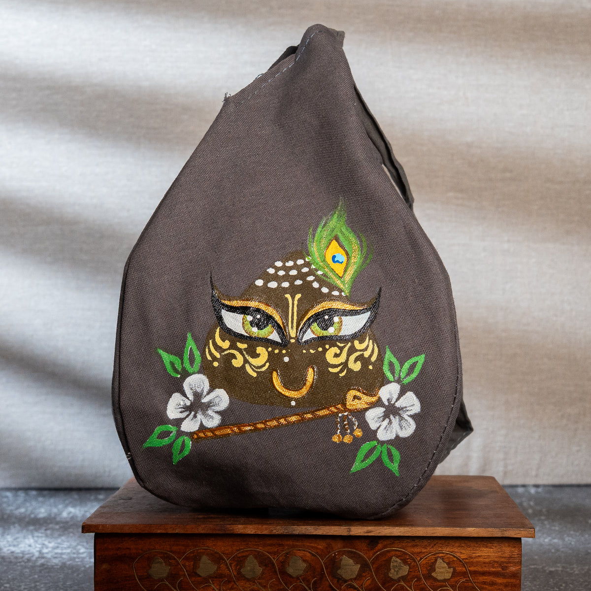 Hand-Painted Japa Mala Beadbag - Giri with Flute