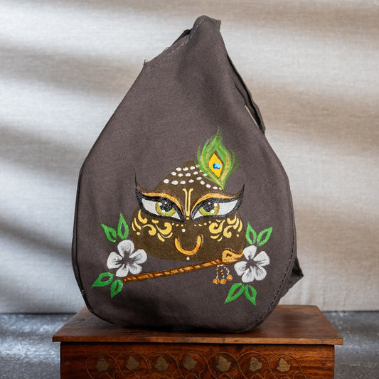 Hand-Painted Japa Mala Beadbag - Giri with Flute