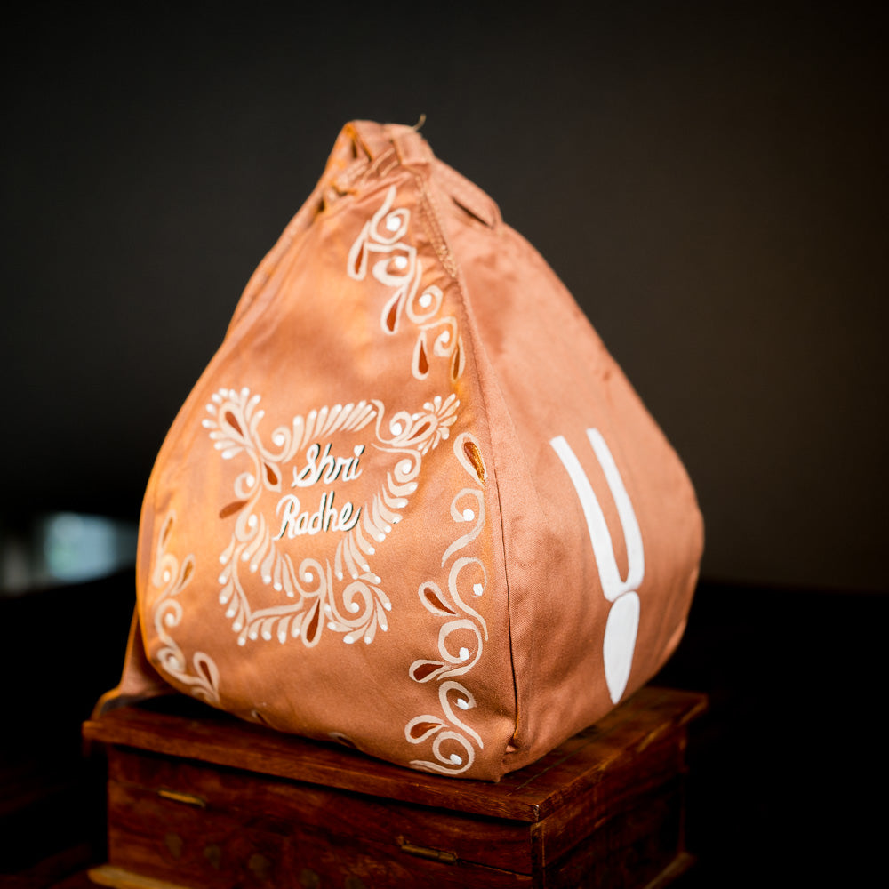 Handpainted Beadbag - Shri Radhe Blue Copper