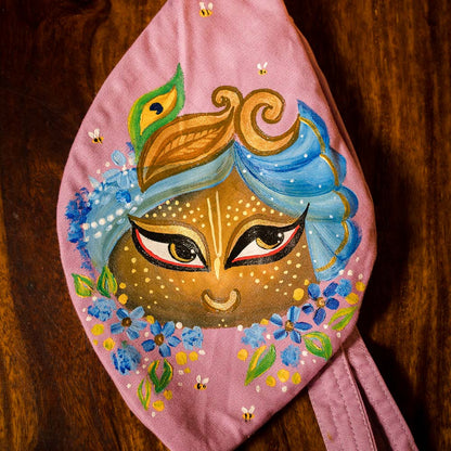 Handpainted Beadbag - Pink Blue Giri