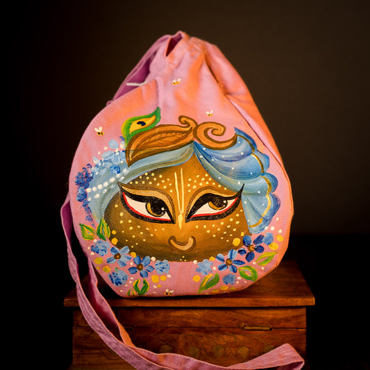 Handpainted Beadbag - Pink Blue Giri