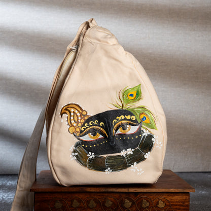Hand-Painted Japa Mala Beadbag - Black Giri